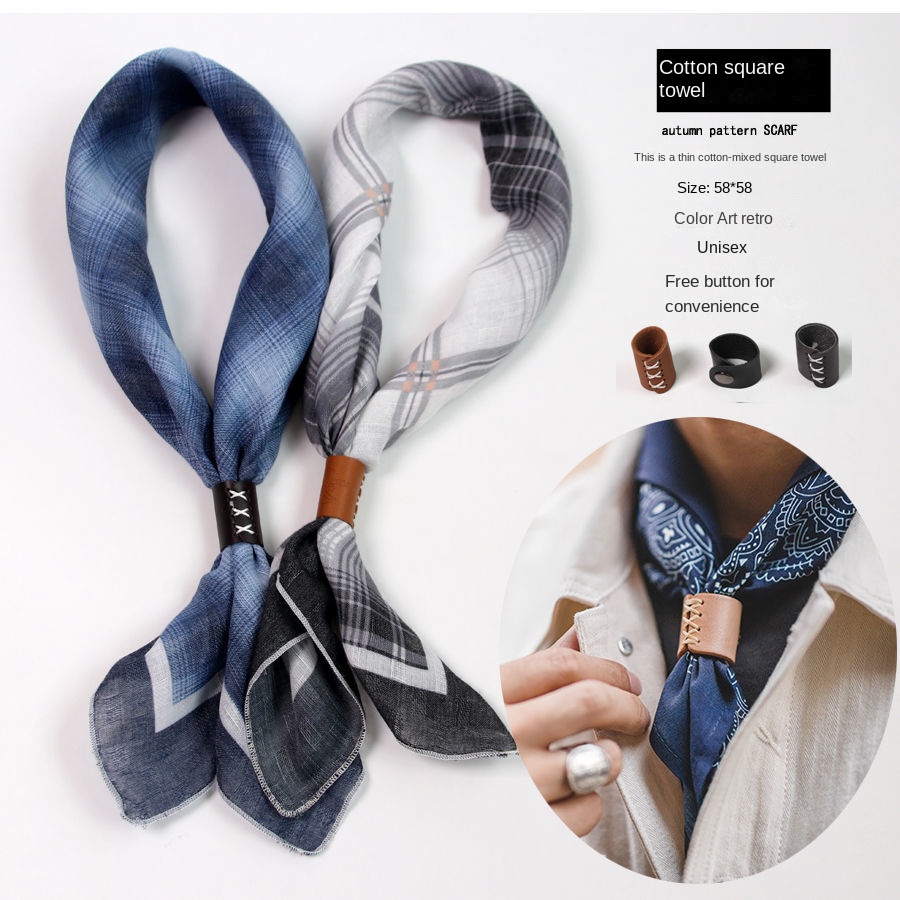 Scarf Silk Square - Lenço quadrado masculino com botões lenço