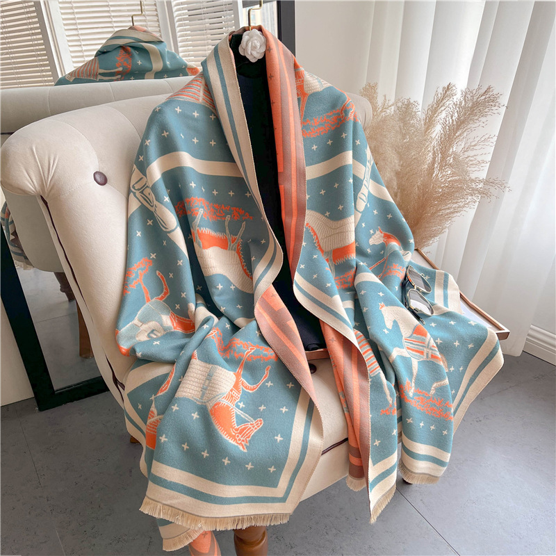 Luxo cavalo impressão grosso c - Woven Scarf Blanket avaliação e preço