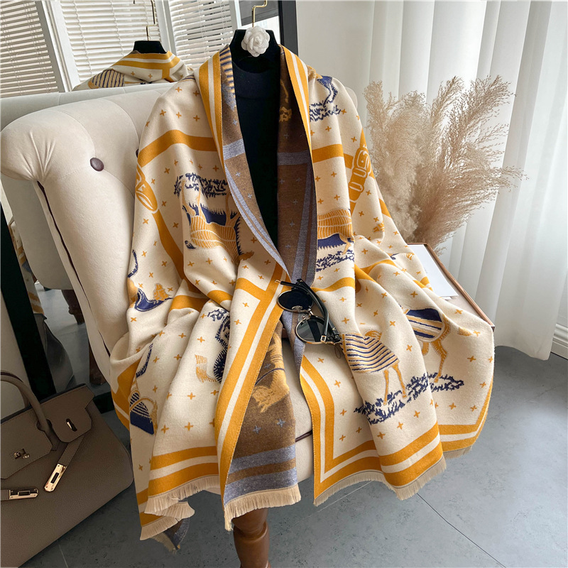 Luxo cavalo impressão grosso c - Woven Scarf Blanket avaliação e preço
