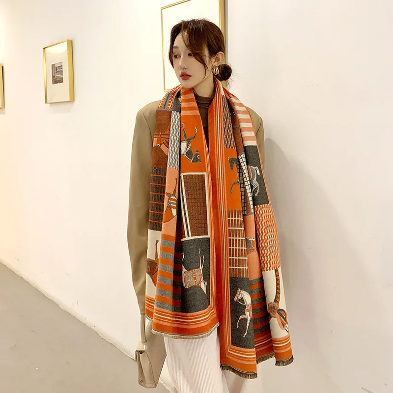 2024 novo luxo inverno cacheco - Woven Scarf Blanket avaliação e preço