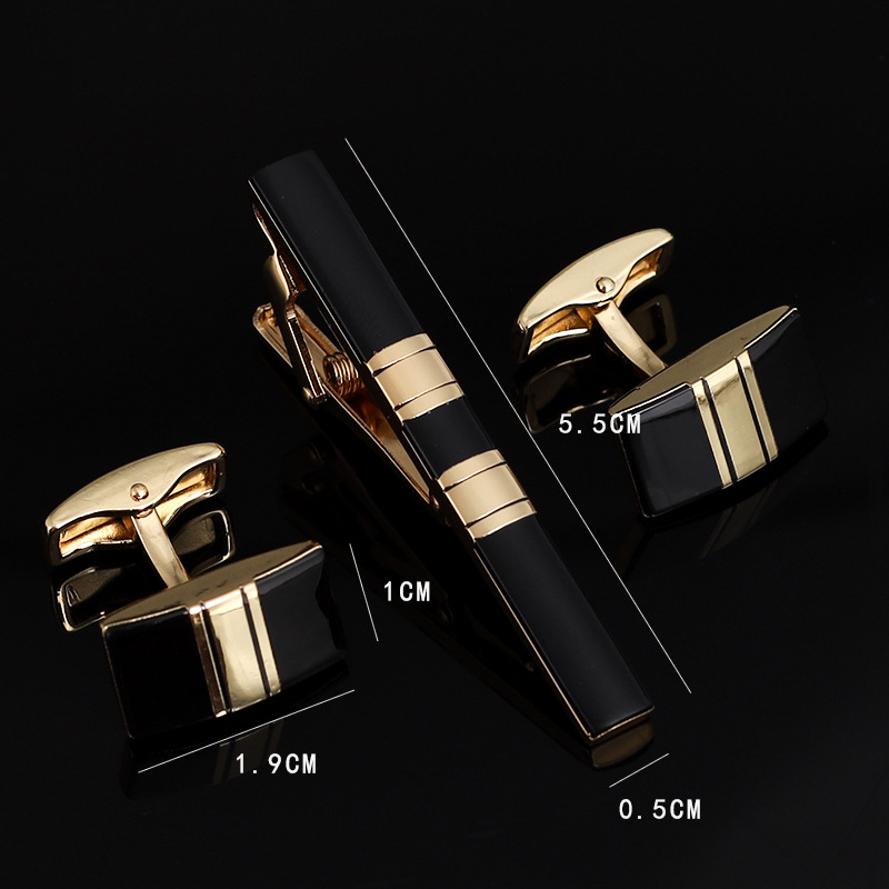 Conjunto de abotoaduras com pr - Tie Bar Set Gift avaliação e preço